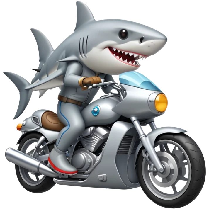 Shark riding a large motorcycle  emoji
