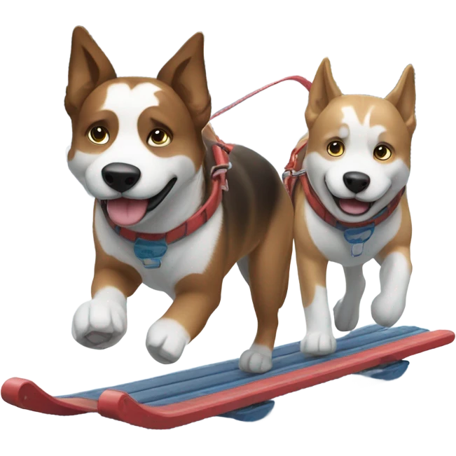 Snow dogs on sleds emoji