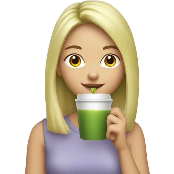 Blonde Girl drinking Matcha emoji
