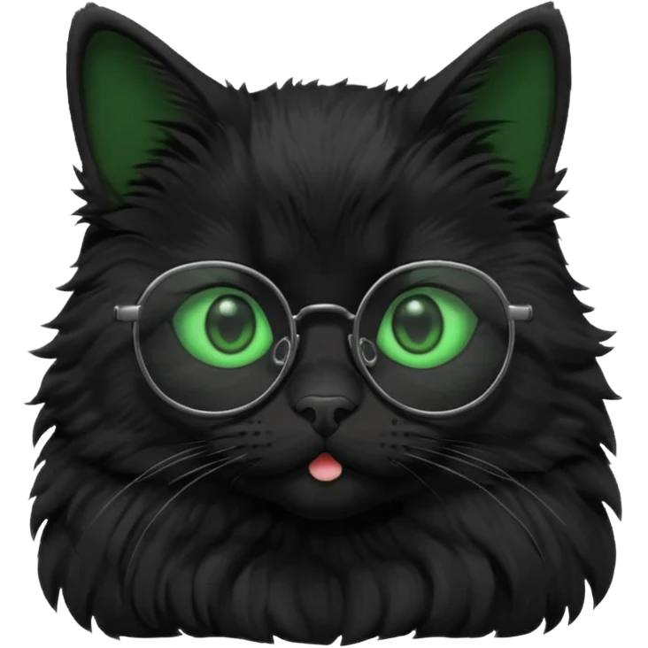 красивый черный кот в очках emoji