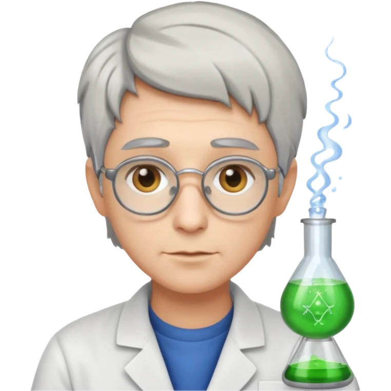 Scientist stoner with short silver hair emoji