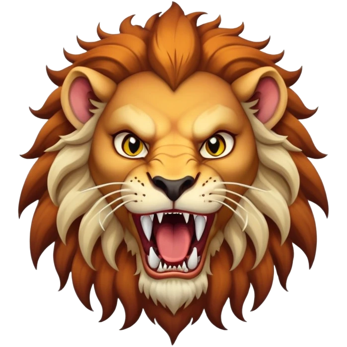 Manticore face, mythical creature with human-like face, lion features, sharp teeth, and fierce expression emoji