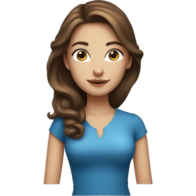 pretty woman with long brown hair and blue eyes emoji
