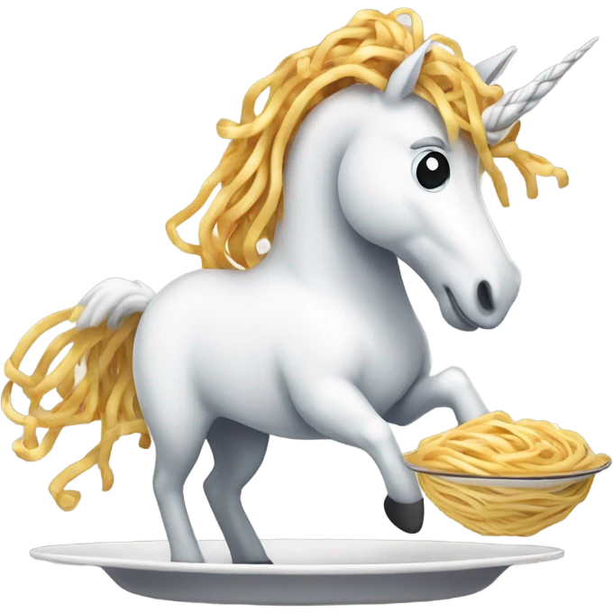 Unicorn eating pasta  emoji