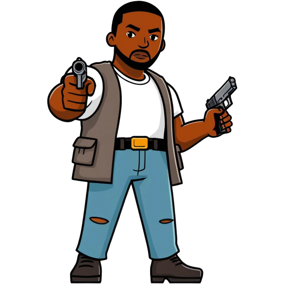 A black guy holding a gun emoji
