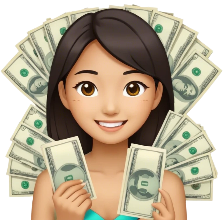 happy hk girl with lots of money and artistic emoji