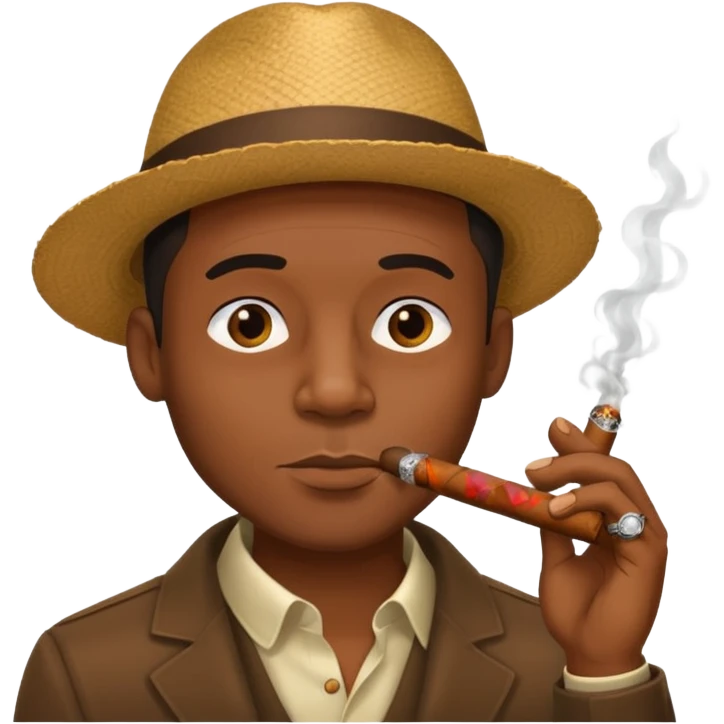 Black man smoking cigar emoji