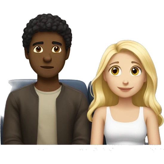 girl with blonde haití and white boy with dark hair watching movie together  emoji