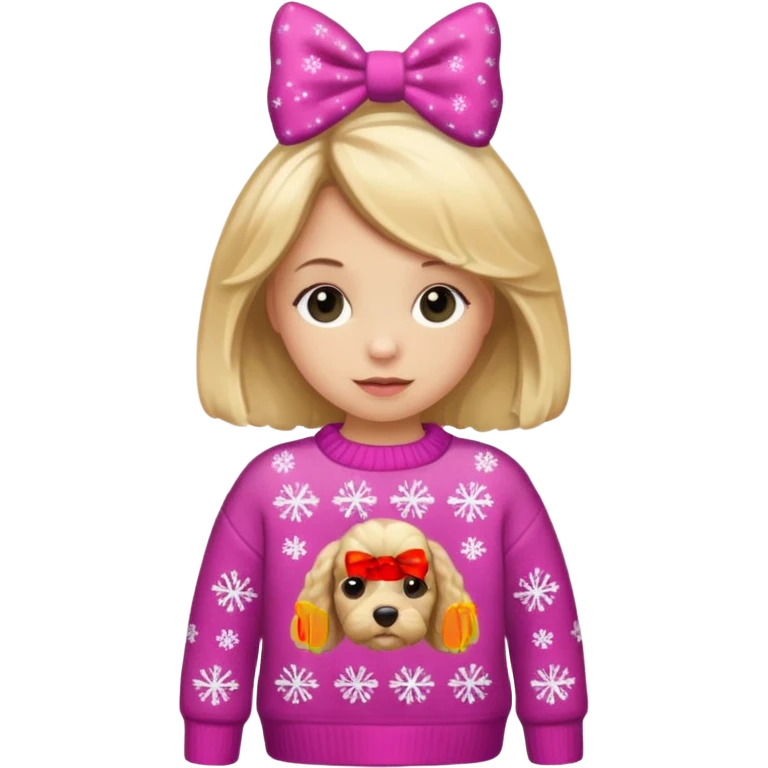 Blonde cockapoo that’s a girl that has a Christmas sweater on emoji