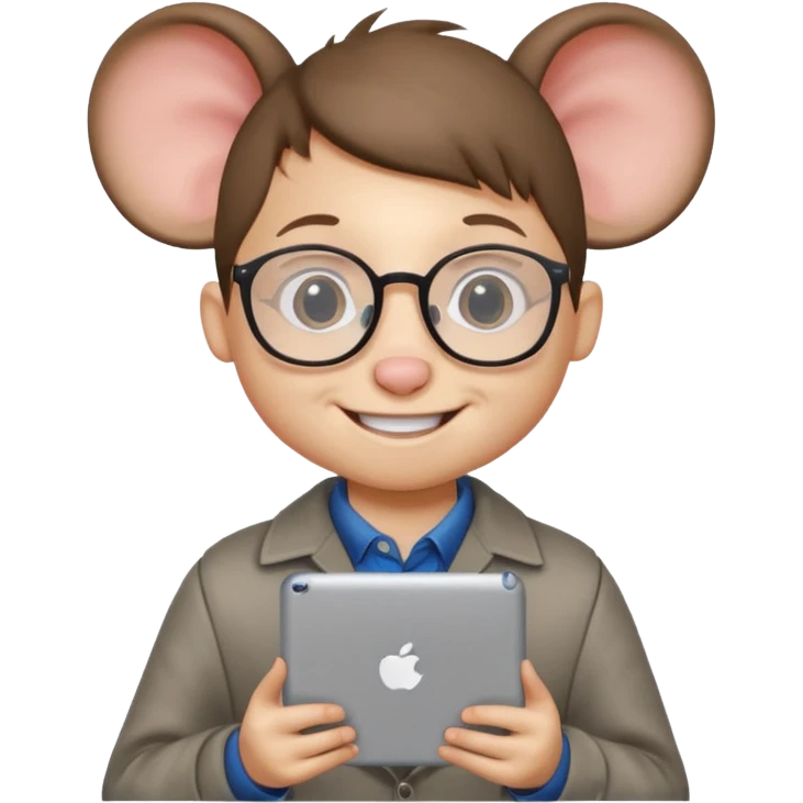 Rat kid with an ipad emoji