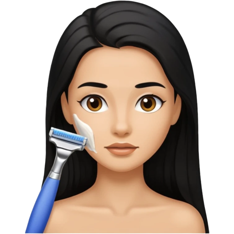 woman black long hair shaving emoji
