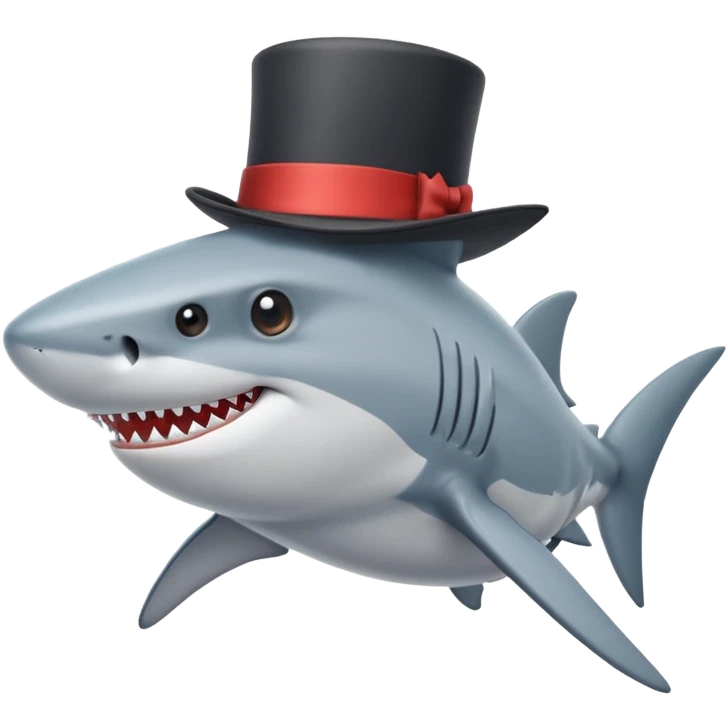 Shark with a top hat emoji