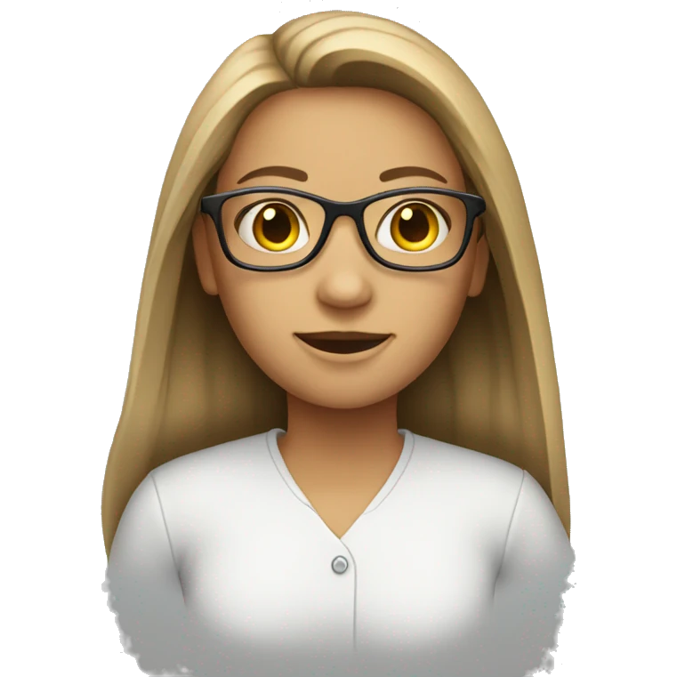 female, long hair, eyeglass emoji