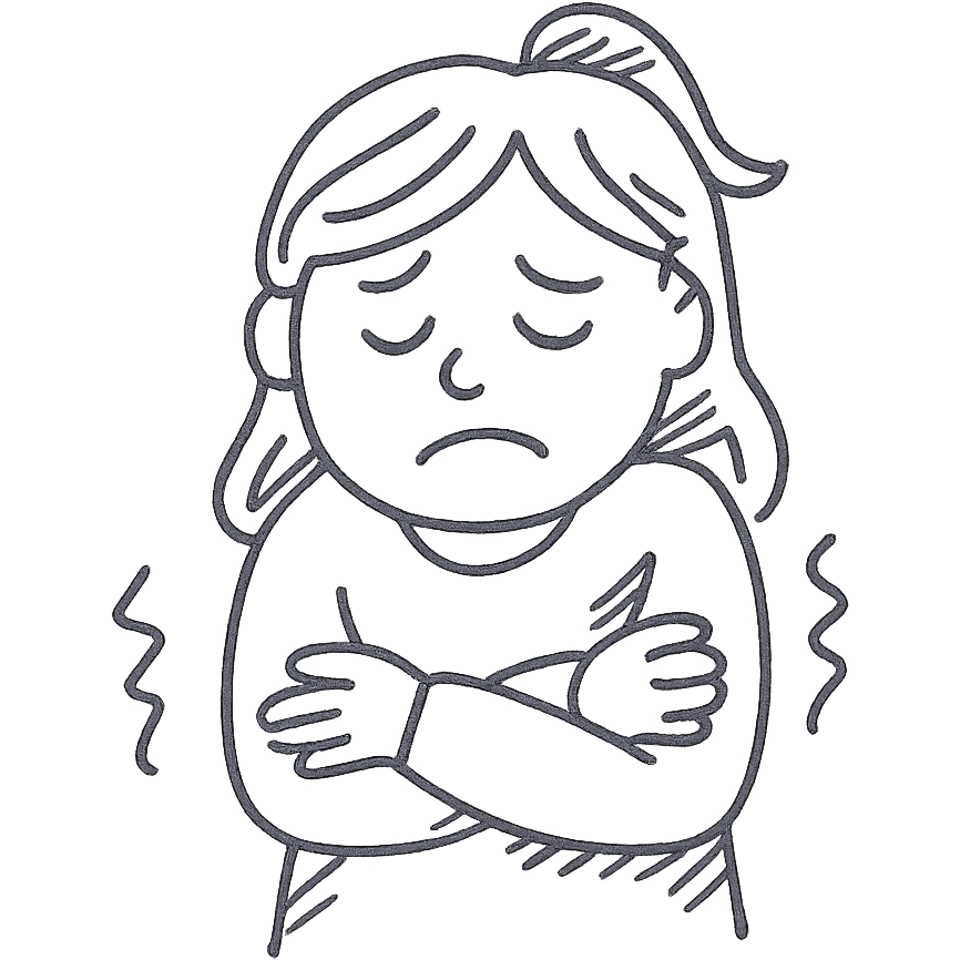 girl feeling cold, hand drawn icon style emoji