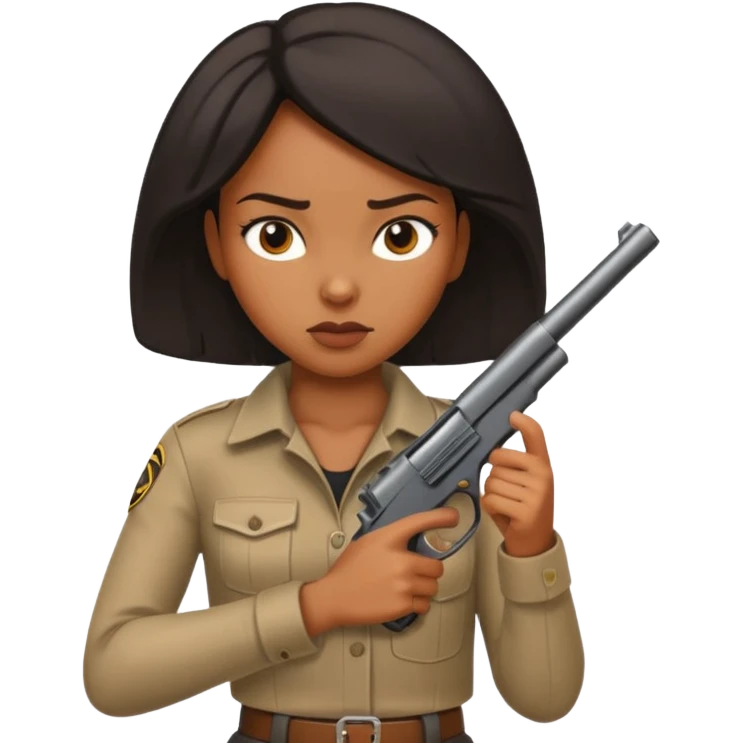 A sexy black female with a gun emoji
