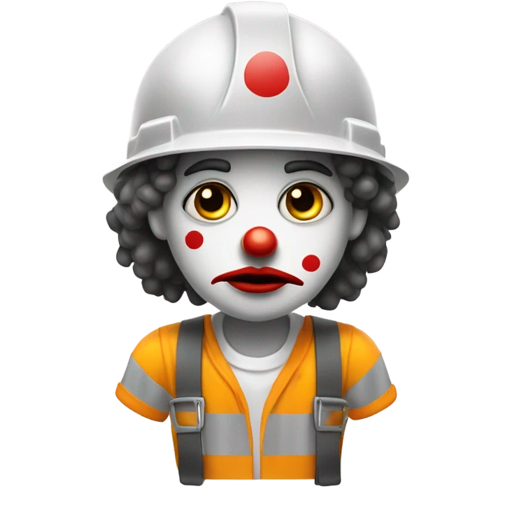 Sad clown working construction emoji