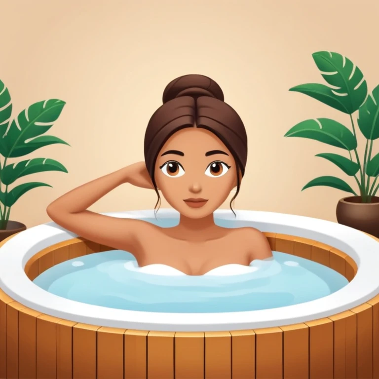 Fashionable woman relaxing in spa jacuzzi, distant view emoji