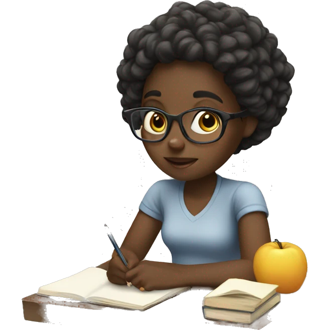 Black girl studying emoji