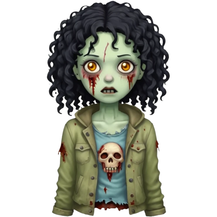 garota zumbi com cabelo cacheado preto emoji