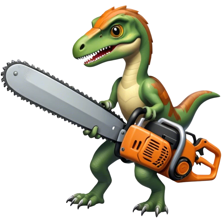 Velociraptor with chainsaw emoji
