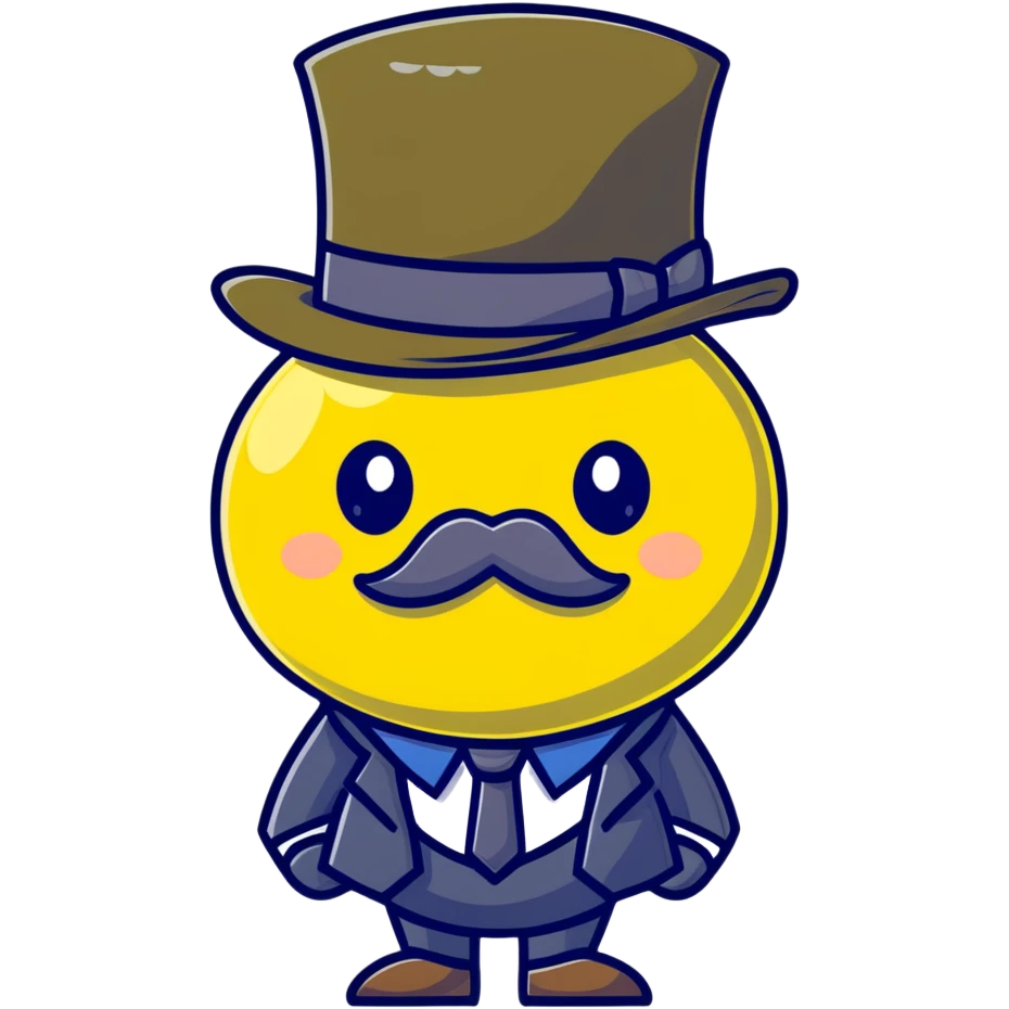 anime lemon character with monocle, necktie, and bowler hat emoji