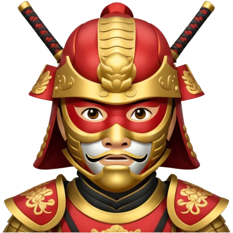 Samurai with red and gold armor and they have a detailed mask covering their mouth emoji