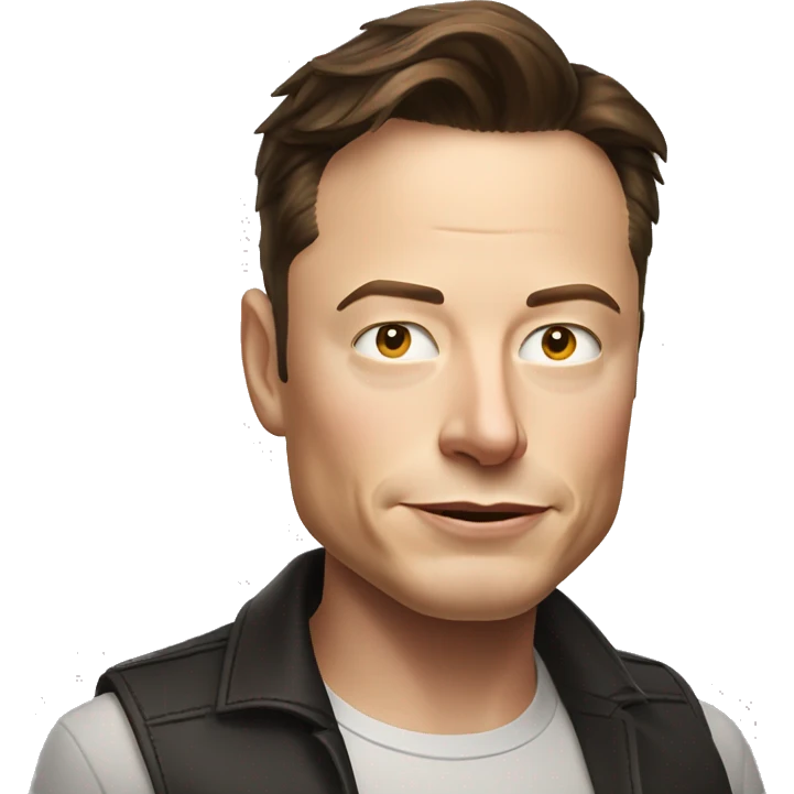 Elon musk attitude confident face and weird glass emoji