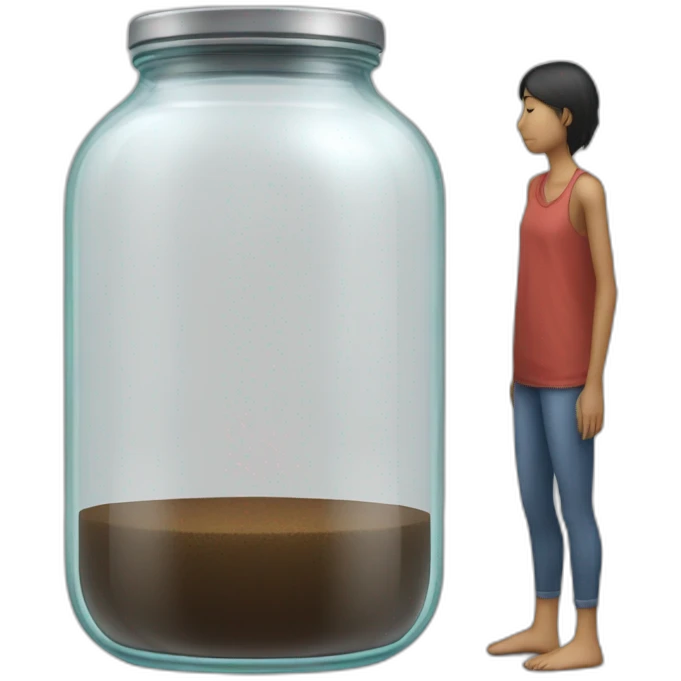 human standing over an ((empty transparent jar)),only legs visible emoji