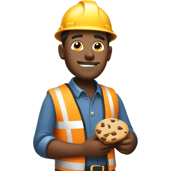 Dodgy builder holding a chocolate chip cookie emoji