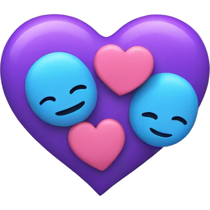 blue heart and pink heart making purple baby heart emoji