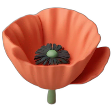 poppy flower matte clay 3d render soft light emoji