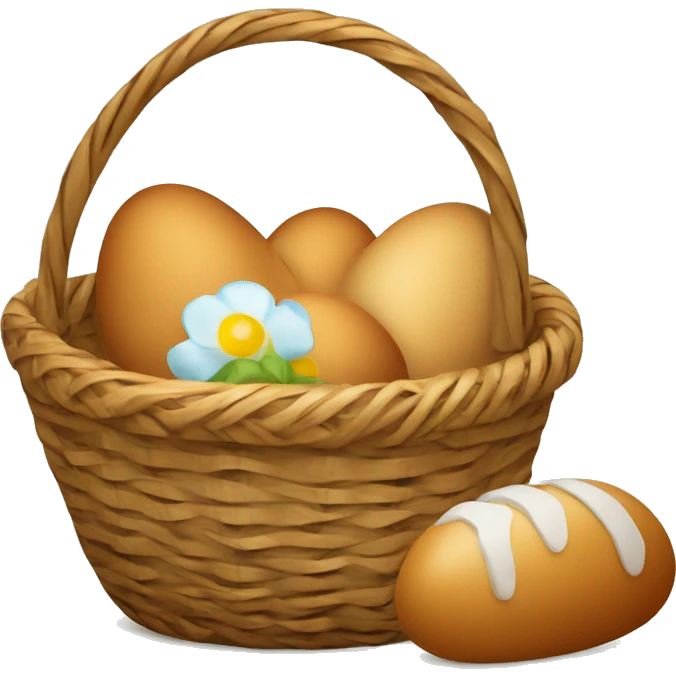 basket with easter bread, eggs, with napkin  emoji