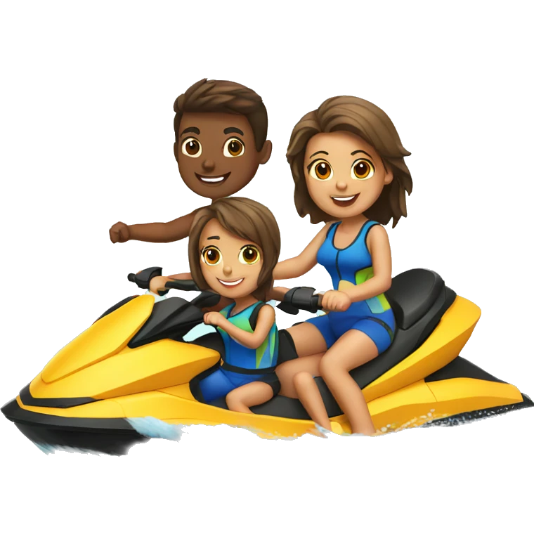 two girls and two boys on jet ski emoji
