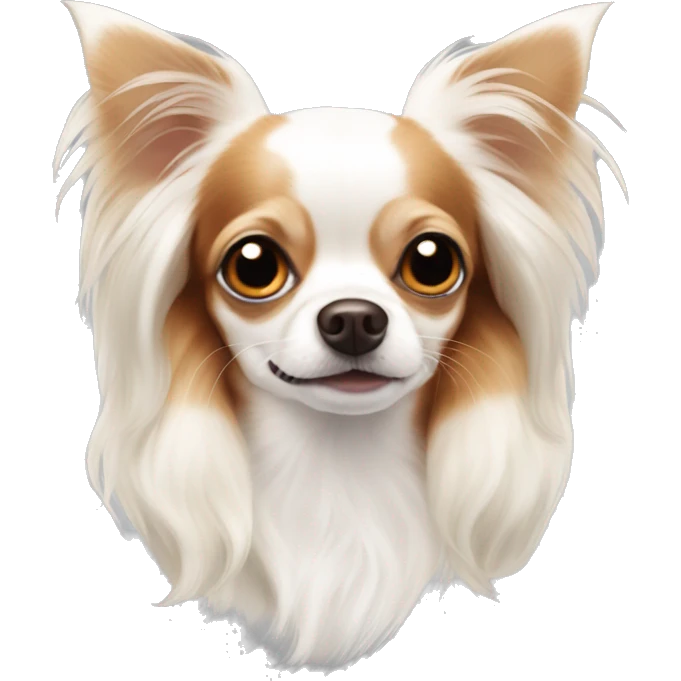 Long-haired white Chihuahua with reddish-brown markings emoji