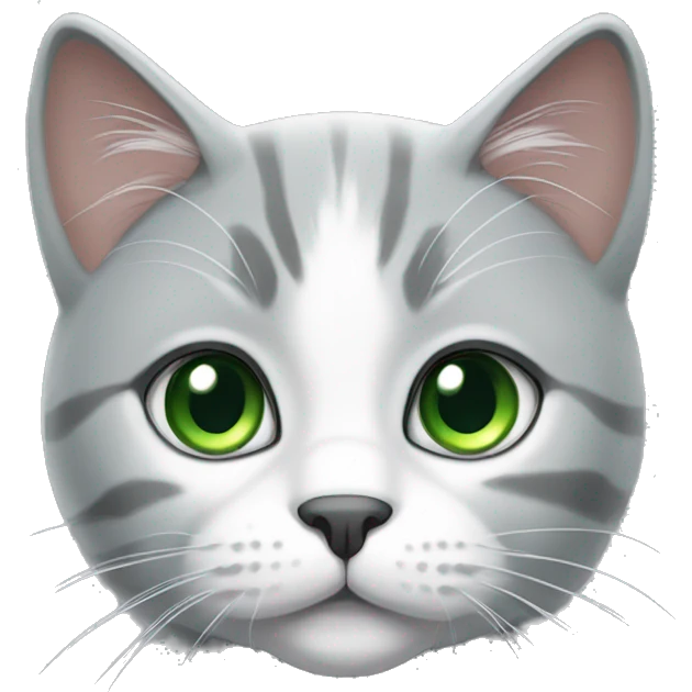 Grey and white cat with green eyes  emoji