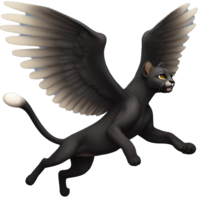 winged black puma flying emoji