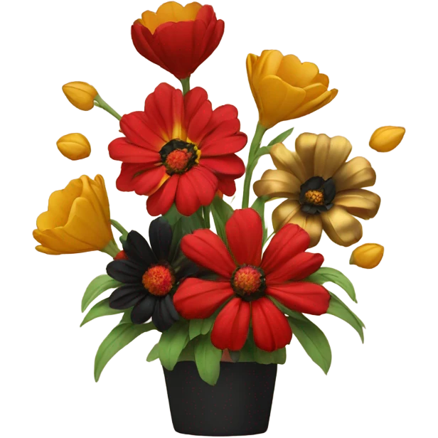 Red gold and black flowers emoji