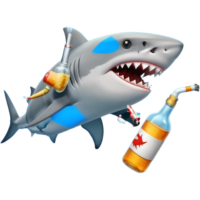 shark with a cigaret and some botlle emoji