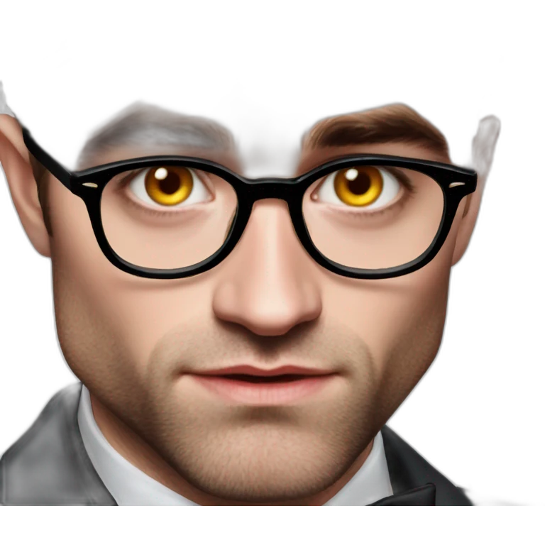 Robert Pattinson in a tuxedo red eyes emoji