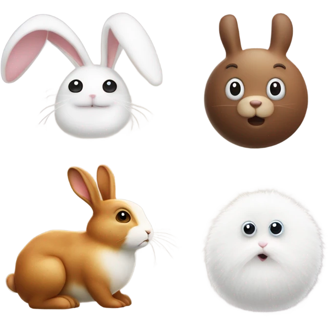 Bunny, a bear, and a snail emoji