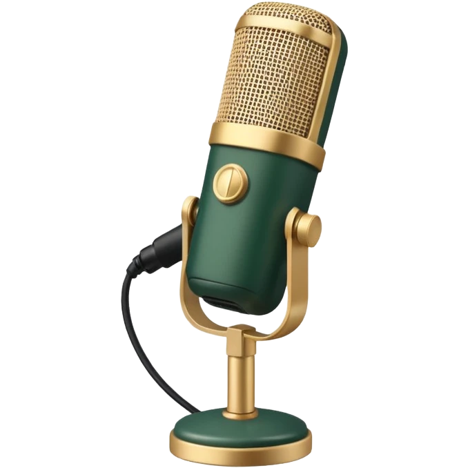 dark green radio microphone with beige inserts, only these two colors, retro design emoji