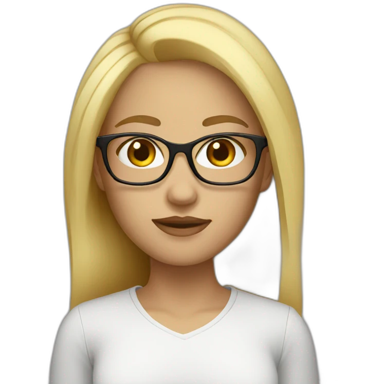 blond woman glasses dark brown eyes emoji