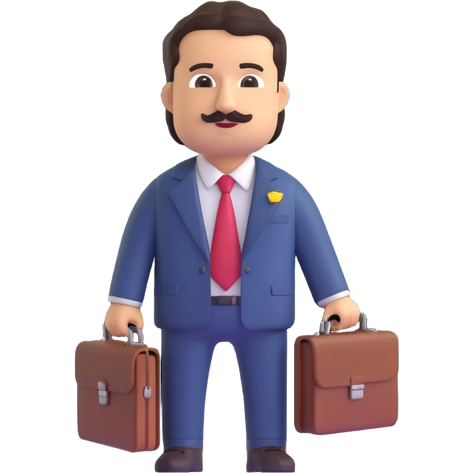 Pablo Escobar emoji holding a briefcase, wearing a suit emoji