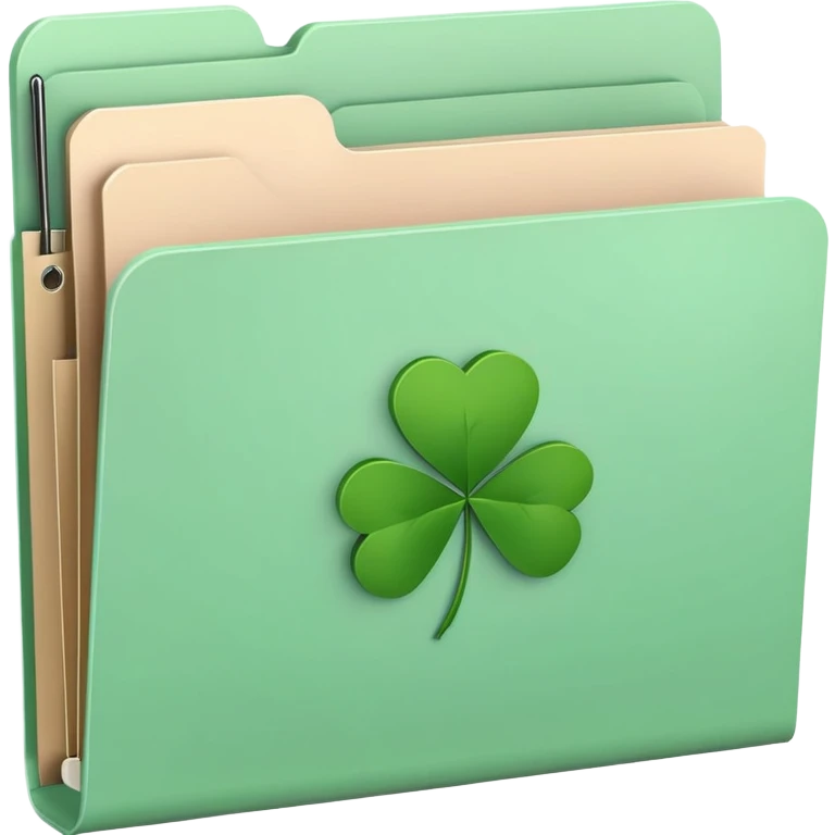 pastel green file folder with clover on the cover  emoji