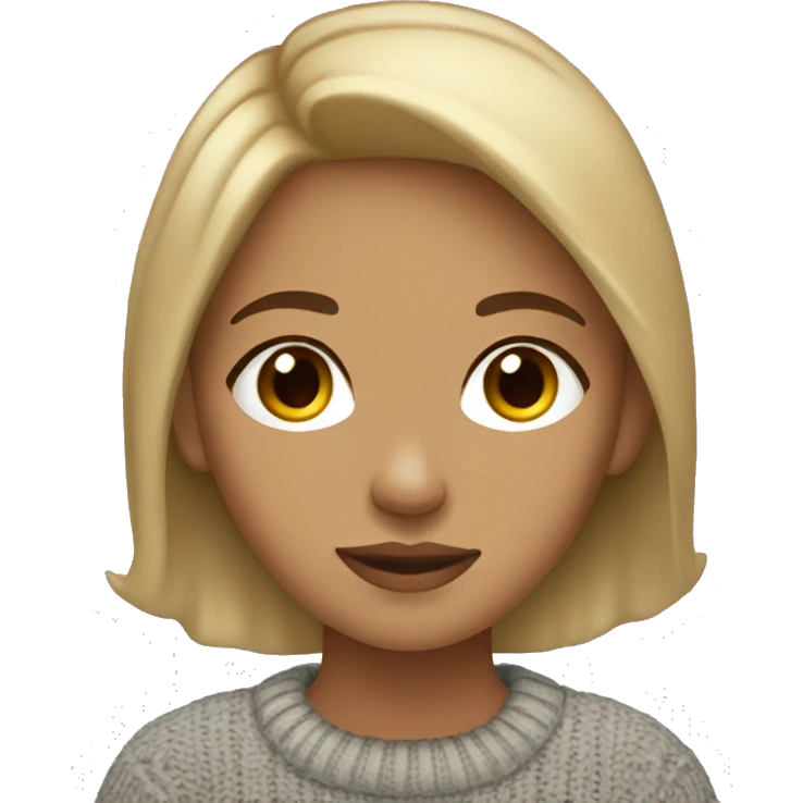 light skin girl with brown hair and blonde highlights in a sweater emoji