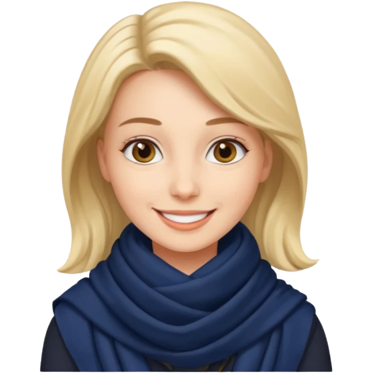 Woman with navy scarf. emoji