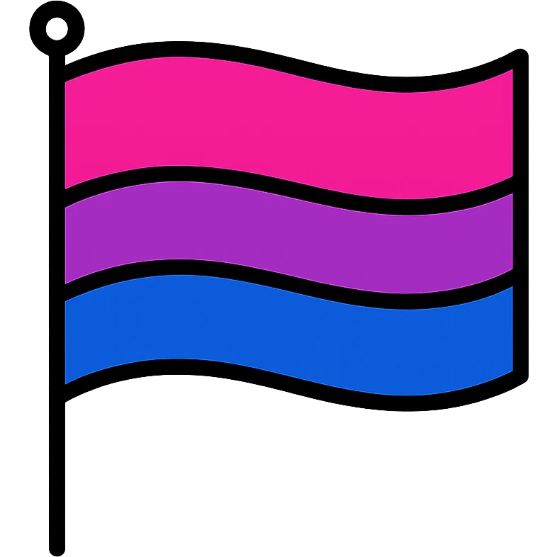 bisexual pride flag as a simple modern icon with clean lines and minimalistic style, flat colors, no text emoji
