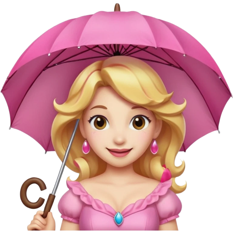 princess peach with a pink umbrella  emoji