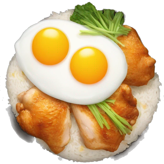 chicken thigh rice bowl with two eggs emoji