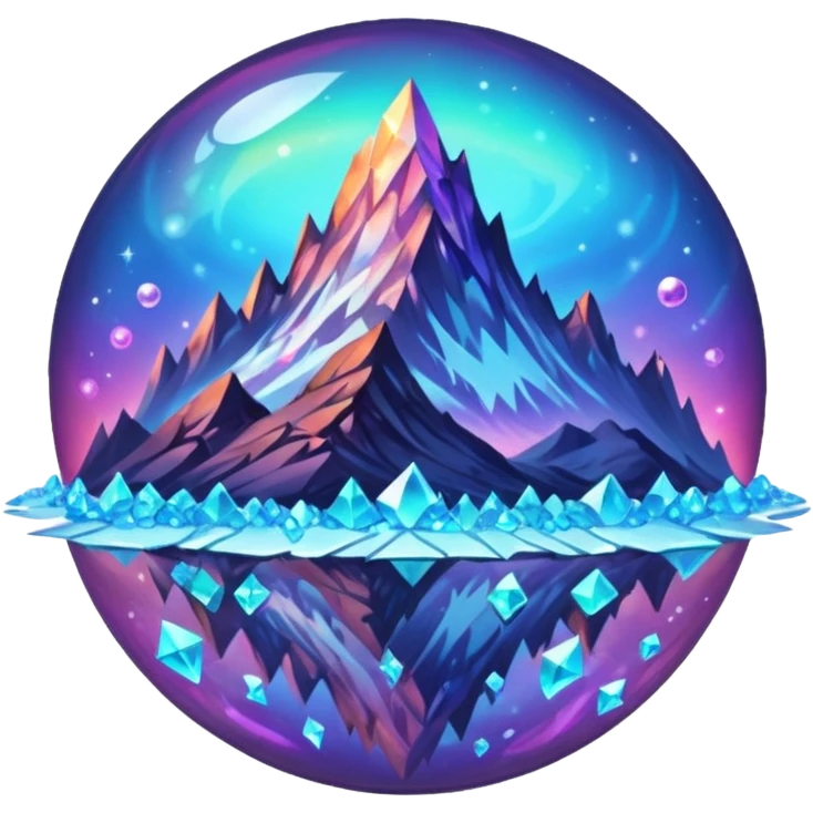 planet, surface covered in glowing crystals and mountain  emoji